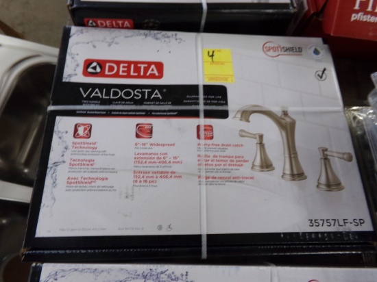 New Delta Valdosta 2 Handle Wide Spread Bathroom Faucet, Brushed Nickel Fin