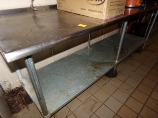 8' Stainless Steel Work Table with Small Badksplash