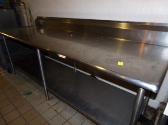 8' Stainless Steel Work Table with Backsplash and Shelf Underneath