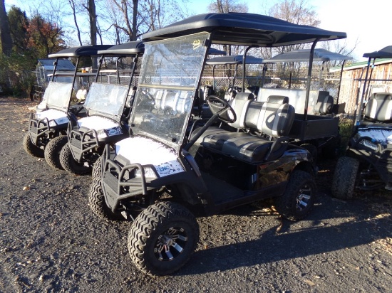 Black Yamaha Gas Golf Cart with Canopy, Windshield and Steel Utility Box, L