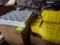 Large Box of Yellow Part Bins and a New Box of 24'' x 24'' x 4'' Type DP-44