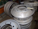 (5) Steel Truck Wheels Painted Silver, Look Like Aluminum, 22.5 x 10, 10 Lu