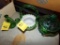 (3) Pieces of Green and Milk Glass, Candy Dishes, Etc, (DR)