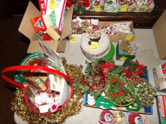 Large Group of Christmas Ornaments, Tinsel, Garland, Icicles,  Etc.