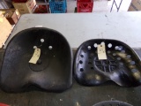 (2) Tin Tractor Seats, both Black (Garage)
