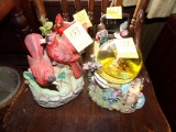 Group with (2) Cardinal Figurines, School Scene, and Snow Globe (See Photo)