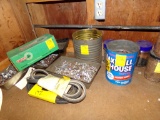 Group of Hardware on Bench Top, NOT THE BENCH, About (17) Containers (Garag