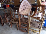 (8) Woven Cane Bottom Chairs , Includes (1) Small Rocker, (7) NEED NEW CANE