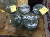 (5) Atlas, E-Z Seal, Canning Jars w/Lids, Blue Glass (Shed)