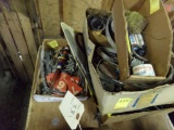 (2) Boxes Of Misc Tools, Mud Flaps, Fasteners, Bolts, Caulk Gun, Hole Saws,