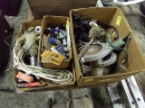 (2) Boxes Misc. Tools - Wire, Drill, Saw, Fuses, Projector, Bulbs, Vacuum T