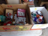 Box with Christmas Miniatures & Box Of NFL Items (Garage)