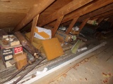 Contents Of Garage Attic On Left Side Of Center - Chairs, Pipe Insulation,