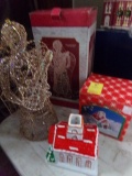 Golden Glitter Angel with Box and Snow House Ceramic Decoration with Box