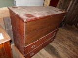 Antique 2 Drawer Upright Dresser with Lift Up Top Chest Built In (Barn)
