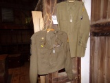 (2) Old Military Uniform Tops - (1) Shirt, (1) Jacket - One has Rodent Dama