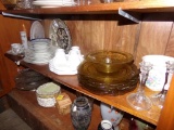 Contents Of 4th Shelf Down - China Plates, Light Green Glass (Store)