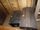 (2) Black Chests - 1 - Arched Top, 34'', No Lining - 1 - Flat 28'' Needs Hi