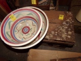 (2) Lg. Ceramic Bowls And A Crate Full Of Quart Baskets (Store)