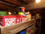 Top Shelf In Back Of Antique Store -Group of Old Product Containers, Iowa F