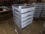 Rolling  Tray Cart w/6 Grey Trays