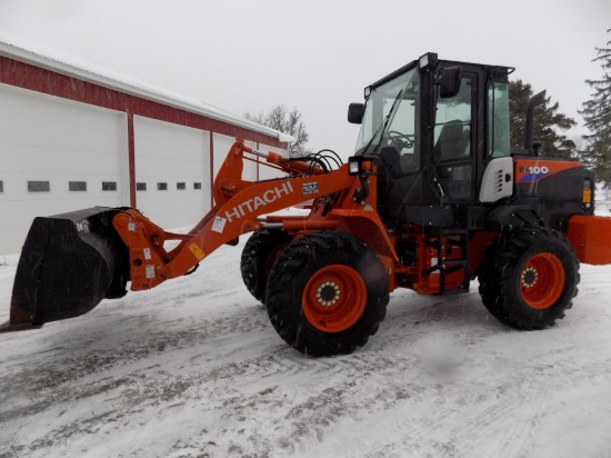 Hitachi ZW100 6 wd, Articulated Loader, Full Cab, JRB Quick Coupler, 80 Hrs