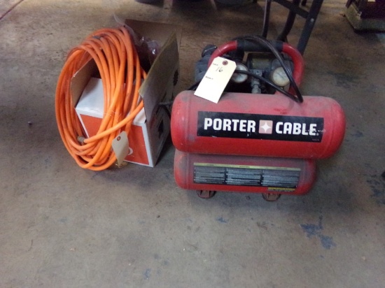 Porter Cable Air Compressor and Hose, Holds Air, With Start Up Kit (Tested,