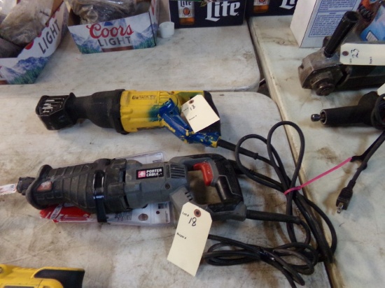 (2) Corded Saws-alls, Porter Cable and DeWalt (Tested, Both Work)