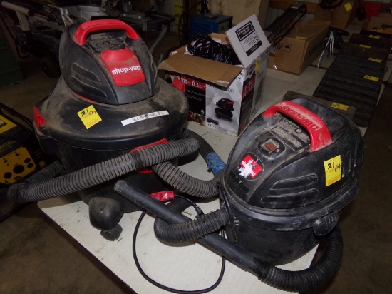 (2) Shop-Vac Brand Vacuums, 2.5 Gallon, 2.5hp and 6 Gallon, 3hp