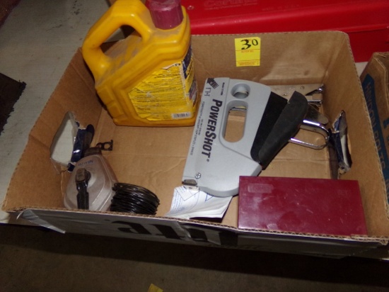 Box With Chalkline, Chalk, Staplers, Letter Punches, Misc
