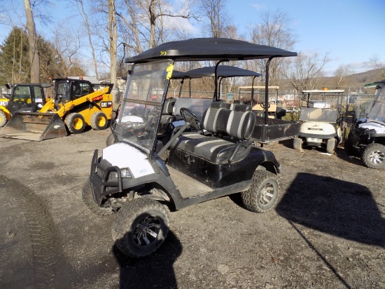 Black Yamaha Golf Cart, Gas, Custom Wheels, Metal Utility Box, Lifted, Wind