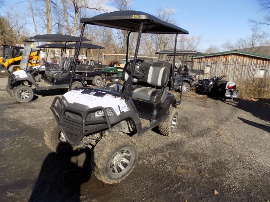 Black Yamaha Golf Cart, Gas, Lifted, Custom Wheels, Windshield, Canopy, Fol