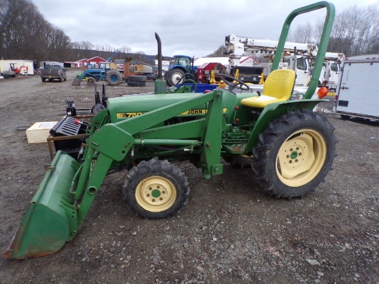 John Deere 750 Compact 4 WD with Loader, 3PT, PTO, Ag Tires, R.O.P.S., Dsl