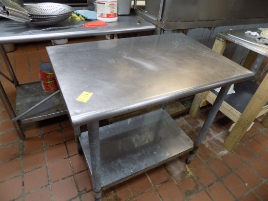 36'' Stainless Steel Table, Bull-Nosed On 2 Sides, Shelf Underneath,