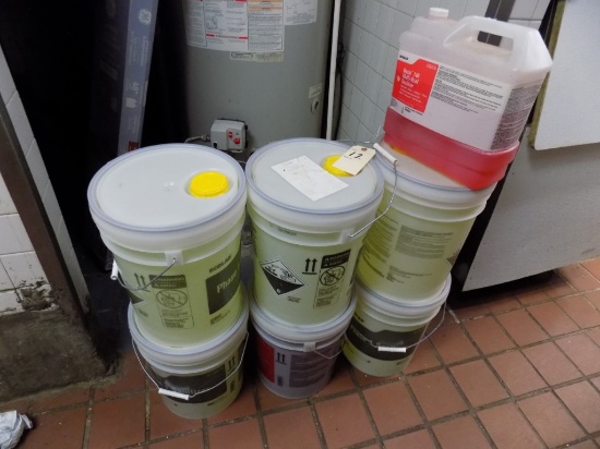 (6) 5-Gallon Buckets Of Dishwashing Chemicals