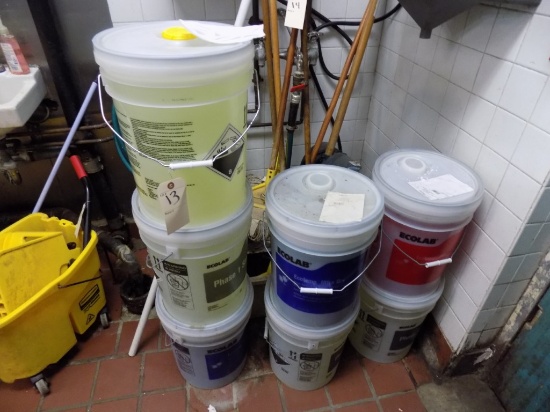 (7) 5-Gallon Buckets Of Dishwashing Chemicals
