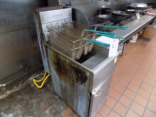 Stainless Steel, 15'', 2-Basket, Deep Fryer, Commercial, w/2 Extra Baskets,