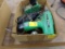 Box with Hitachi and Black and Decker Cordless Drills, Charger and Some Bat