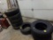 Group of Used Tires, (5) 215/15 on 5 Bolt Rims, (1) 245/16 and (3) 205/15 T
