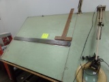 39''x60'' Drafting Table w/Light, Magnifier, T-Swuare & Parallel
