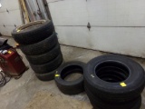 Group of Used Tires, (5) 215/15 on 5 Bolt Rims, (1) 245/16 and (3) 205/15 T