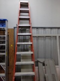 10' Orange Fiberglass Hinge-Top Step Ladder