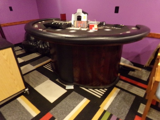 Blackjack Table, 7'x4', Casino Grade, Cover, Dark Cherry And Black (Buyer T