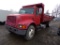 1996 International 4700, S/A Dump Truck, Red, Extra-Long Landscaper Dump Bo