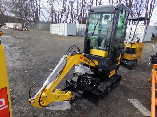New AGT Industial QH13R Mini Excavator, Gas Engine, Stationary Thumb, Grade