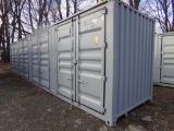 New 40' Storage Container, 4 Side Access Doors on One Side, Barn Doors in 1