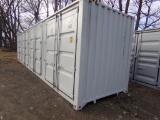 New 40' Storage Container 4 Side Access Doors, Barn Doors in One End, Lt Gr