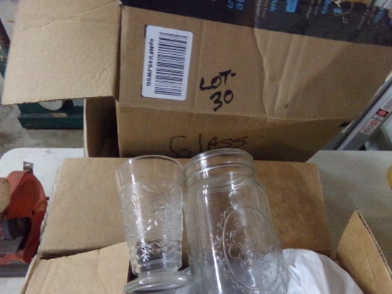 (3) Boxes of Misc Glass Ware and Canning Jars