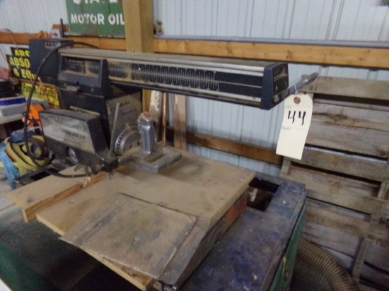 10'' Power Kraft Radial Arm Saw With Bench/Cabinet (Has Dado Blade Mounted)