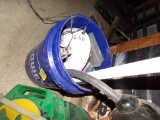 Blue Lowes Bucket with Hex Keys, Lamps, Etc.